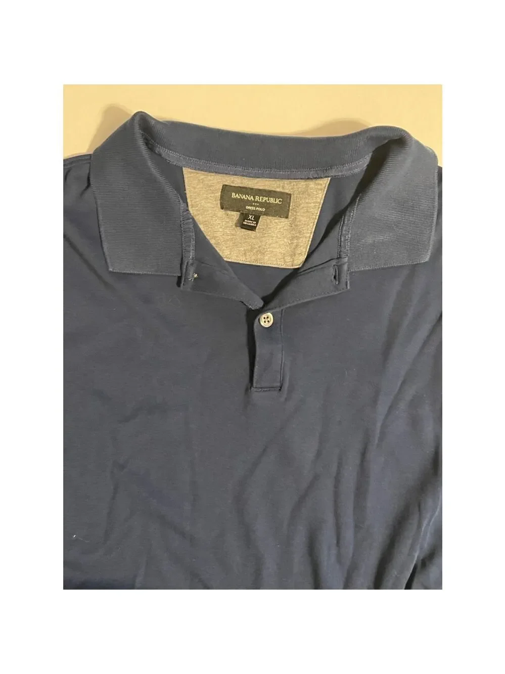 Men's Banana Republic Dress Polo Short Sleeve Shirt XL Navy Blue